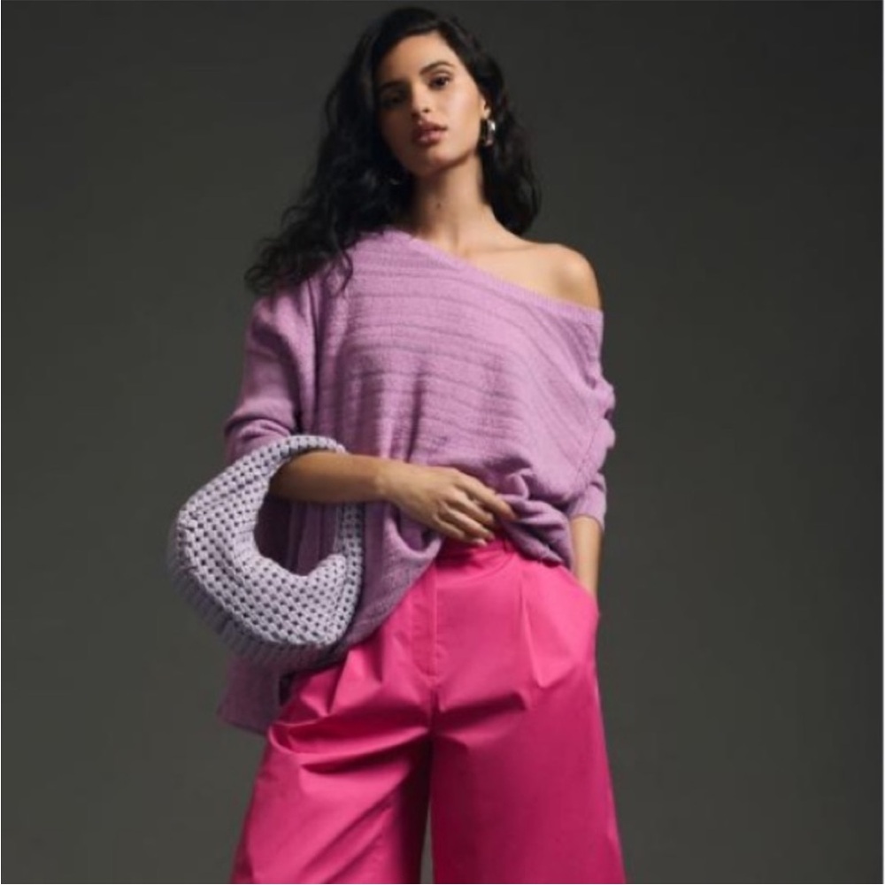 Pilcro by Anthropologie Purple Oversized Knitted Sweater Tunic